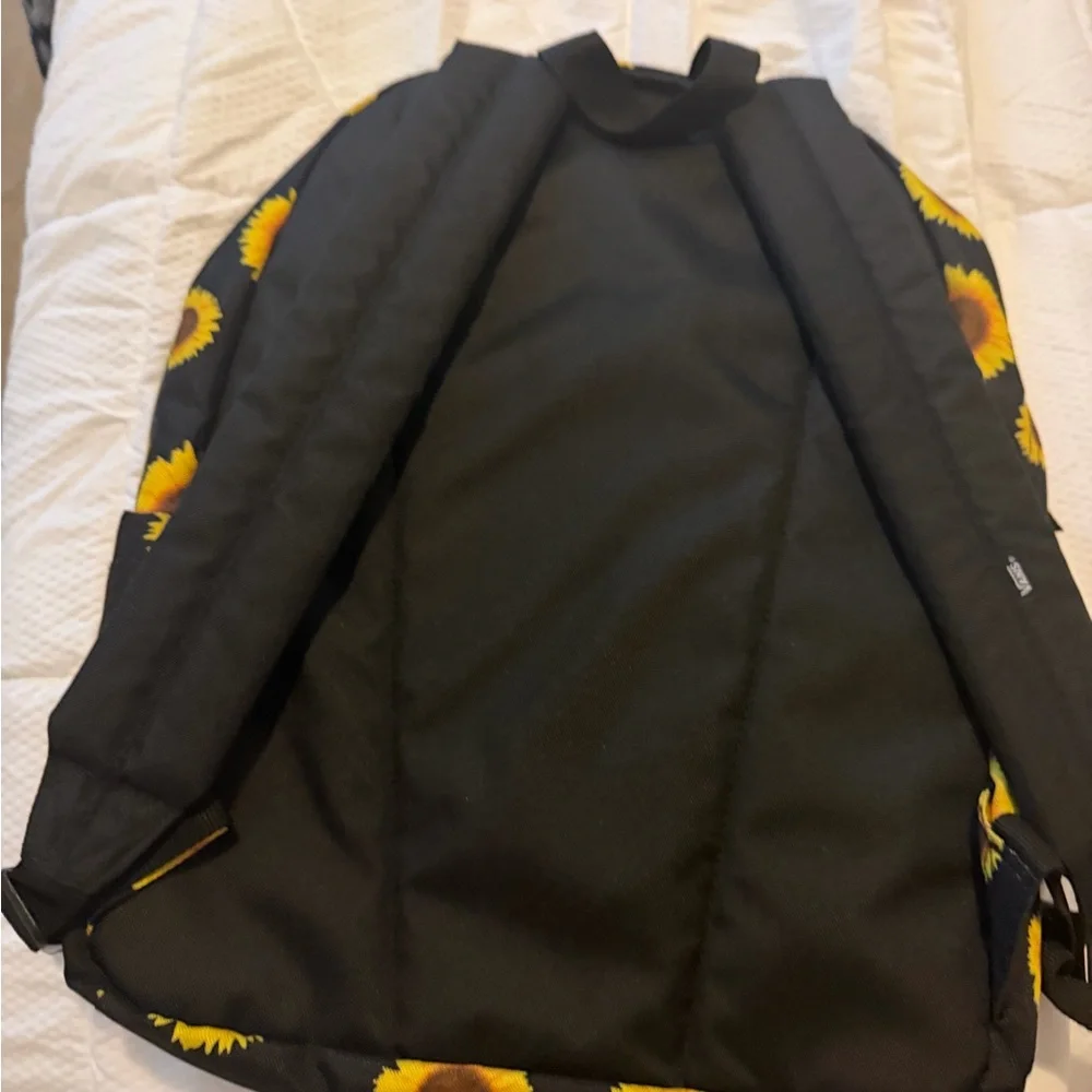 Vans Black Backpack with Yellow Sunflower Pattern